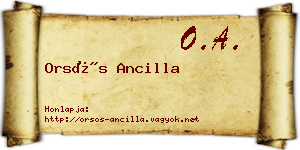 Orsós Ancilla névjegykártya